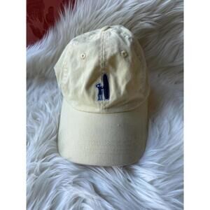 Johnnie-O Light Yellow Baseball Cap with Embroidered Surfboard Design